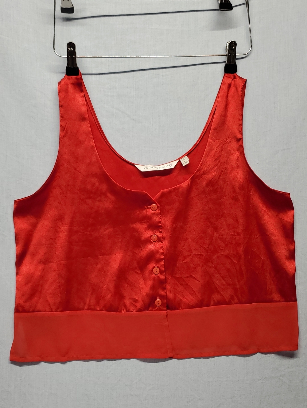 Victoria's Secret Red Satin Button Front Crop Tank #237